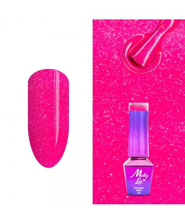 312. MOLLY LAC glitrový gel lak - Raspberry Kiss 5ml Růžová