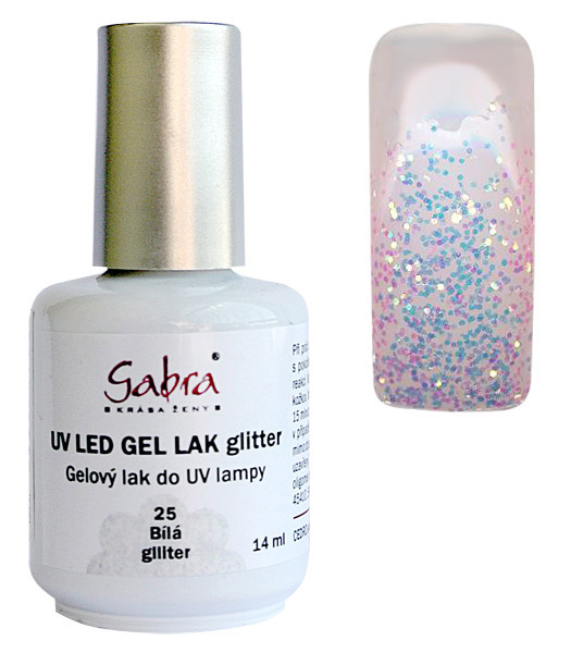 CEDRO  sole GABRA UV gel lak - Bílá glitter