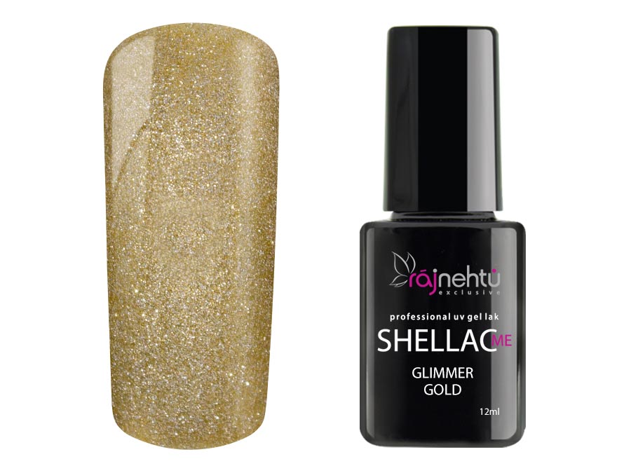 Ráj nehtů UV gel lak Shellac Me 12ml - Glimmer Gold